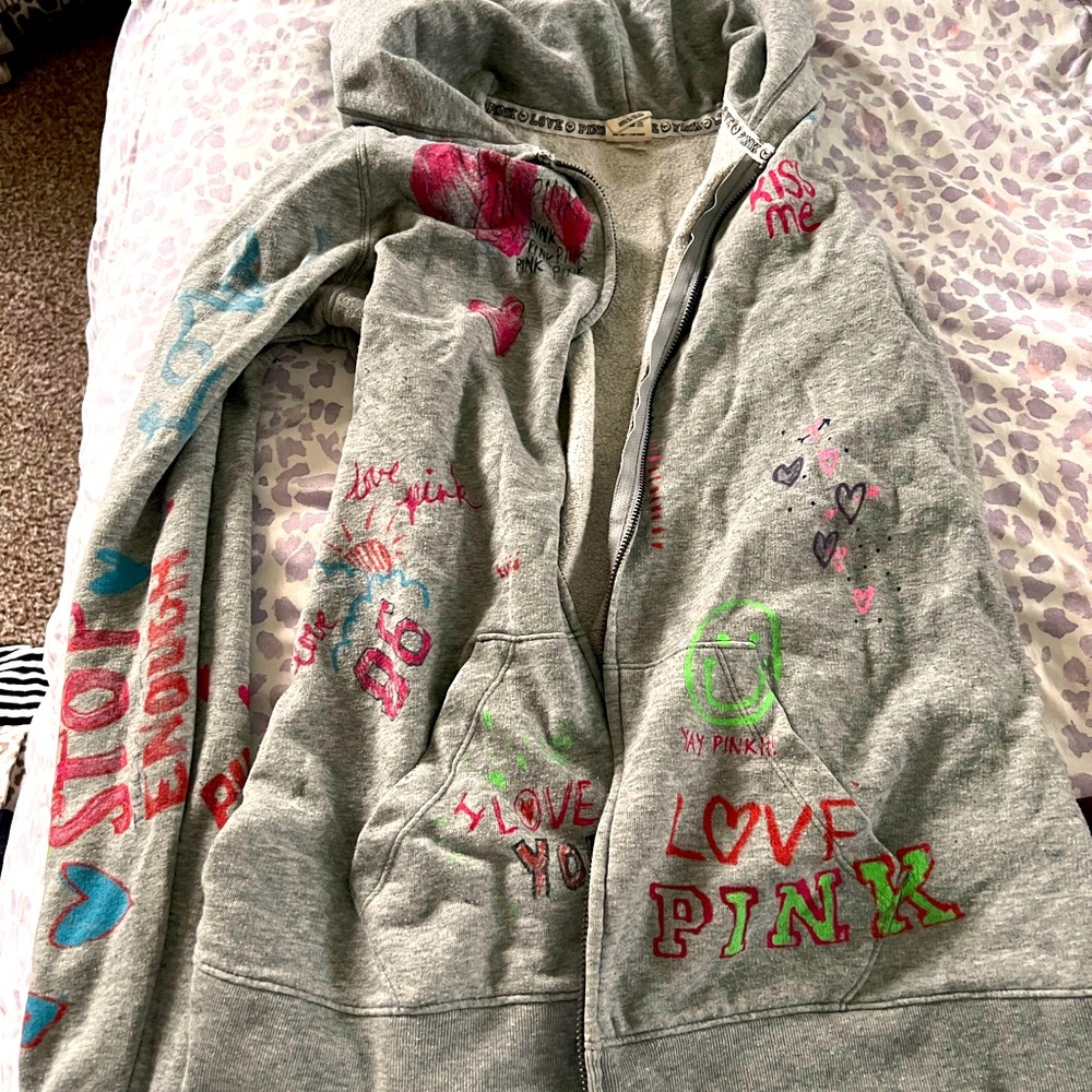 PINK Graffiti Zip Up Jacket